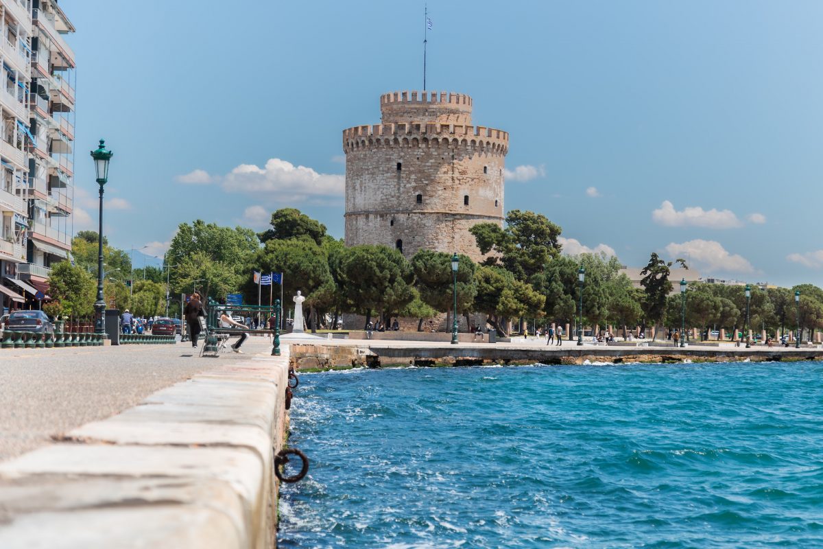 seafront promenade thessaloniki with byzantine heritage white tower trees